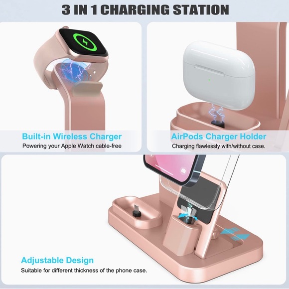 OLEBR 3-1charging station hold electronic 🍎 devices. cellphone, watch & earbuds - Picture 5 of 11